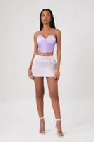 Women's Organza Cropped Bustier Cami in Lavender Large