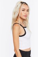 Women's Cropped Ringer Cami in White/Black Medium