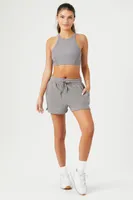 Women's Active Fleece Drawstring Sweatshorts in Dark Grey Small