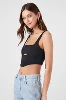 Women's Cutout Lace-Up Cropped Cami Black