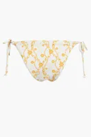 Women's Chain Print String Bikini Bottoms in White/Yellow, XL