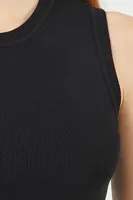 Women's Cropped Sweater-Knit Tank Top in Black, XS