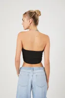 Women's Ruched Cropped Tube Top Medium