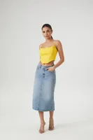 Women's Cropped Curved-Hem Cami in Lemon, XL