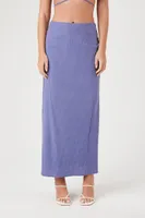 Women's Pin Dot Crop Top & Maxi Skirt Set in Blue Large