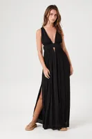 Women's Plunging Cutout Maxi Dress in Black Small