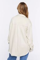 Women's French Terry Dolphin-Hem Shacket in Beige Large