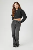 Women's Cropped Bomber Jacket Black