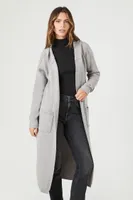 Women's Hooded Duster Cardigan Sweater in Heather Grey Small