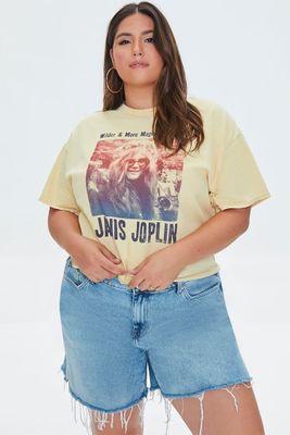 Women's Janis Joplin Graphic T-Shirt in Yellow, 1X