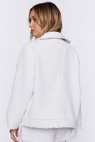 Women's Tweed Frayed-Trim Shacket in White/White Large