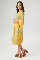 Women's Ornate Print Kimono Golden Haze