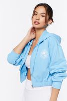 Women's Palm Beach Graphic Zip-Up Hoodie in Blue/White, XL