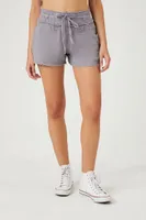 Women's Linen-Blend Drawstring Shorts in Grey Medium