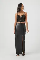 Women's Sequin Bustier Cropped Cami in Black Medium