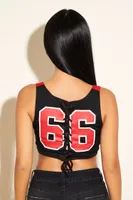 Women's Reworked Chicago Bulls Crop Top in Black/Red, XS