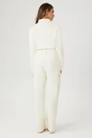 Women's French Terry Zip-Up Jumpsuit in Vanilla Small