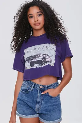 Women's Cheech & Chong Graphic Cropped T-Shirt in Navy, S/M