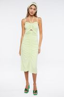 Women's Ruched Cutout Halter Midi Dress in Wild Lime Medium