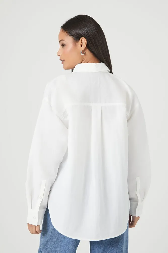 Women's Oversized Drop-Sleeve Shirt in White Medium
