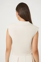 Women's Notched Plunging Cropped Vest in Taupe Small