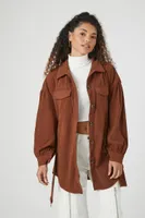 Women's Belted Corduroy Shacket Large