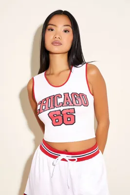 Women's Chicago Bulls Cropped Tank Top in White Medium