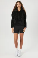 Women's Faux Shearling Half-Zip Pullover in Black Small