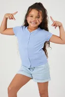 Girls Snap-Button Top (Kids) Blue,