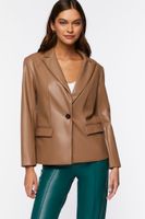 Women's Faux Leather Blazer in Taupe Large