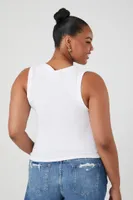 Women's Twist-Front Tank Top in White, 3X