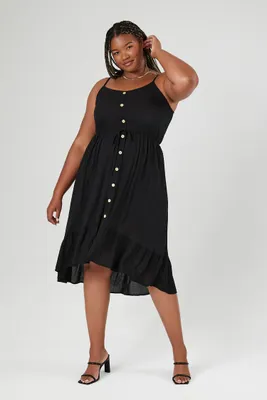 Women's High-Low Cami Maxi Dress in Black, 1X