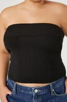 Women's Sweater-Knit Tube Top in Black, 3X