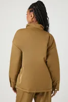 Women's Multi-Pocket Cargo Shacket in Olive, XS