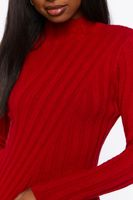 Women's Ribbed Mock Neck Sweater in Red Small