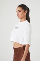 Women's Natural Graphic Cropped T-Shirt White/Black