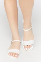 Women's Faux Leather Open-Toe Sandals in White, 8