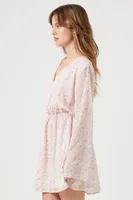 Women's Chiffon Floral Bell-Sleeve Dress