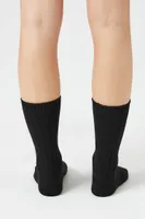 Ribbed-Trim Crew Socks in Black