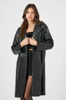 Women's Faux Leather Trench Coat