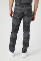 Men Slim-Fit Twill Tie Dye Pants in Black, 29