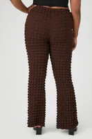 Women's Textured Flare Pants in Dark Brown, 2X