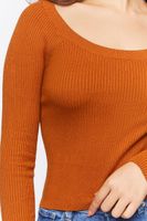 Women's Ribbed Scoop-Neck Sweater in Chocolate Small