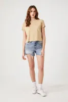 Women's Cropped Pocket T-Shirt in Safari Small