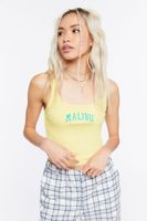 Women's Malibu Graphic Cropped Tank Top in Yellow Medium