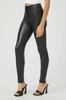 Women's Seamed Faux Leather Skinny Pants in Black, XS