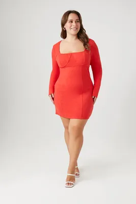 Women's Bustier Bodycon Mini Dress in Fiery Red, 0X