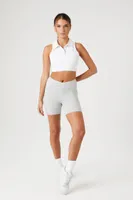 Women's Active Heathered Surplice Biker Shorts in Heather Grey Medium