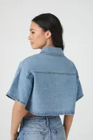 Women's Cropped Denim Shirt Medium