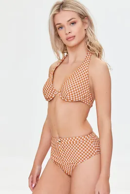 Women's Plaid Bikini Bottoms in Ginger/Ivory Small